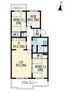 URグリーンタウン槇島【0030202号室】の間取り