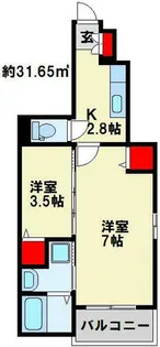 ラインハイム足立山 A棟【103号室】の間取り