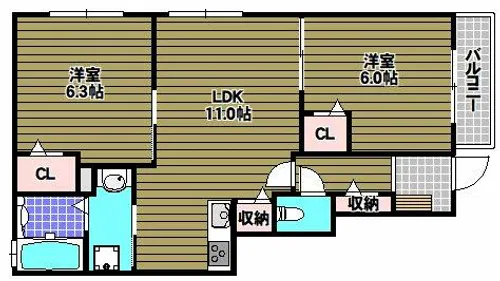 ボヌールメゾンサカイ【1階】の間取り