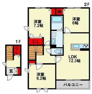 クラヴィエ石坂A棟【2階】の間取り