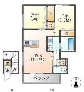 サンテック里中【201号室】の間取り