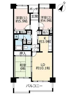URシティコート下新庄【0060602号室】の間取り