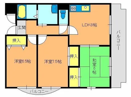H・Tハイライズ【3階】の間取り