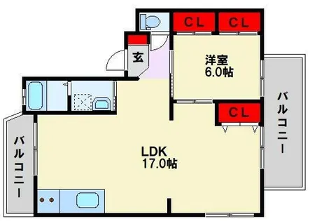 スカイヒルズ上の原【101号室】の間取り
