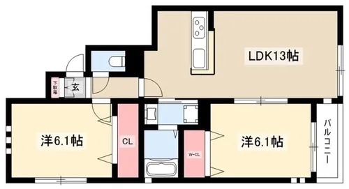 TRADS-WEST【W-2B号室】の間取り