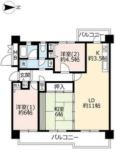 UR東豊中第二【1510506号室】の間取り