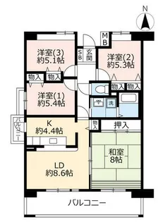 UR奈良・学園前【00C0616号室】の間取り