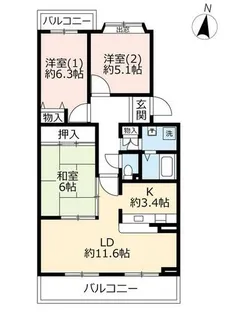 UR小金台【0010404号室】の間取り