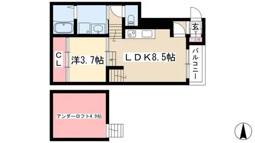 カーバンクル【101号室】の間取り
