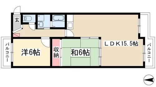 シャトー春山【203号室】の間取り