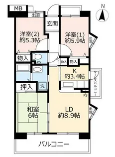 URアーバンラフレ鳩岡【0030301号室】の間取り