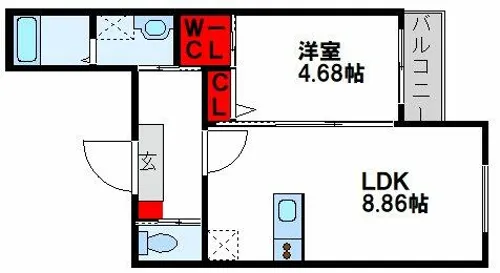 BRAVE BASE 若松【105号室】の間取り