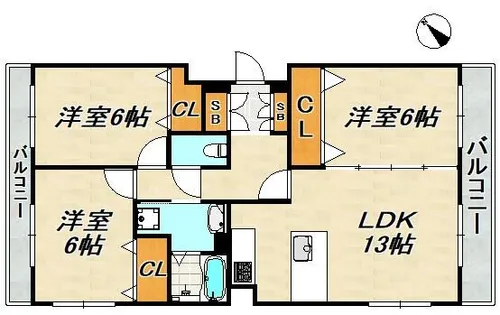 グリーンレジデンス須磨【2階】の間取り