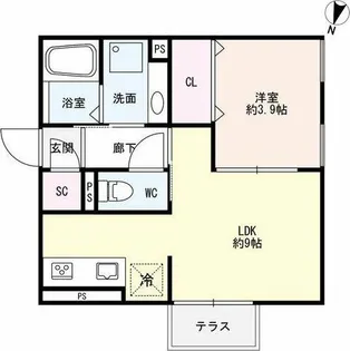 スカイコートB棟【1階】の間取り