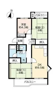 UR中山五月台【0010201号室】の間取り