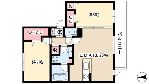 ヴァンベールハヤカワ【202号室】の間取り