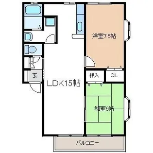 シバヤマヒルA【202号室】の間取り