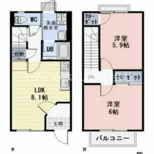 愛知県豊橋市吉川町【テラスハウス】の間取り