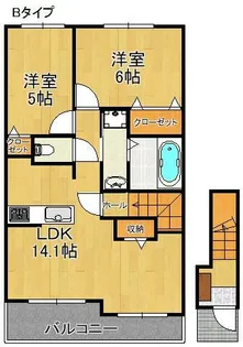 アーバンハイツB棟【2階】の間取り