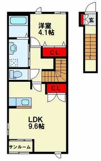 リバーサイドコート御開【102号室】の間取り