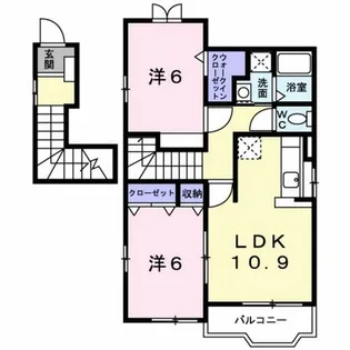 シャン・ド・フルールかも川【2階】の間取り