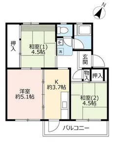 UR中登美第三【E160208号室】の間取り