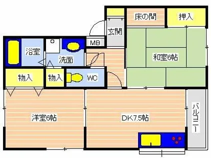 エクセルハイムⅡ【202号室】の間取り