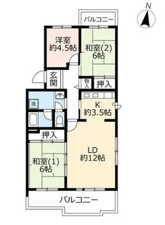 URグリーンタウン槇島【0040201号室】の間取り