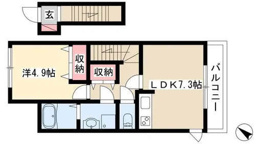 ローズテラス【202号室】の間取り