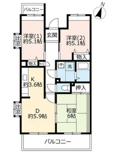 URアルビス五月ヶ丘【1280406号室】の間取り