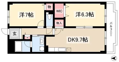 ウィルあじま【B102号室】の間取り
