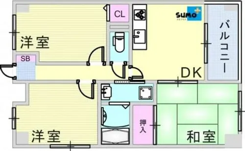Sメゾン魚住【2階】の間取り