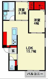 グランドライフ戸畑【1階】の間取り