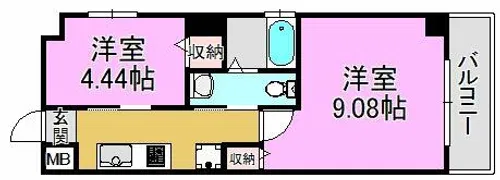 グランシアター高井田【10階】の間取り