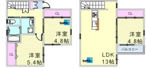 兵庫県神戸市西区玉津町出合【テラスハウス】の間取り