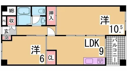 兵庫県神戸市兵庫区菊水町10丁目【マンション】の間取り