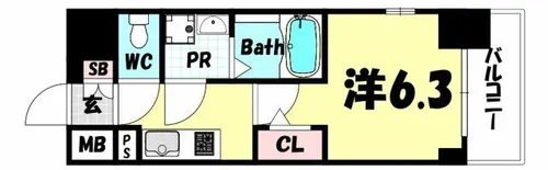 エスリード神戸レジデンス【7階】の間取り