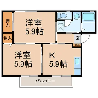 マンション ブルーバード B棟【1階】の間取り