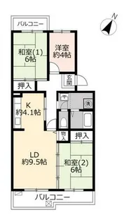 UR鹿の子台北ハイツ【0150504号室】の間取り