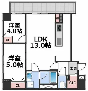 Lavart森ノ宮【4階】の間取り