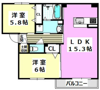 シャーメゾン鮎川【205号室】の間取り