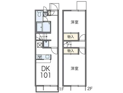 レオパレスラダックA【110号室】の間取り