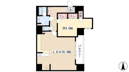 Blancasa 久屋大通【303号室】の間取り
