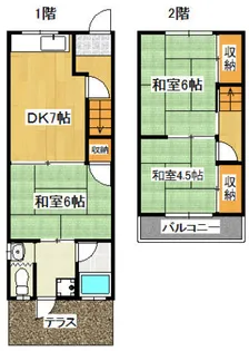 大久保西テラスハウス【2号室】の間取り