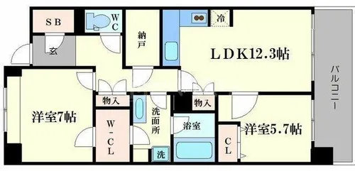 ロイヤルパークスなんば【10階】の間取り