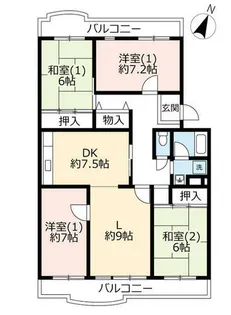 UR洛西竹の里【0100402号室】の間取り