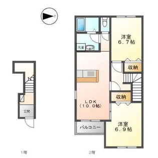 兵庫県姫路市飾磨区妻鹿【アパート】の間取り