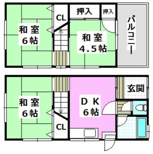 大阪府茨木市太田1丁目【テラスハウス】の間取り
