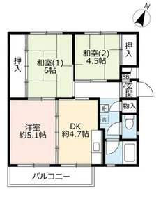 UR中登美第三【E030204号室】の間取り