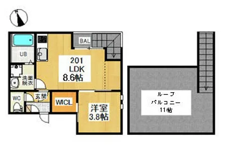GRANDTIC野並【201号室】の間取り